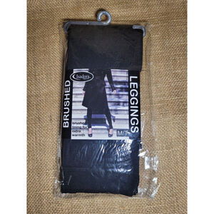 Women's Sz M/T‎ Black Brushed Fleece Leggings New Warm Winter Wear Baselayer